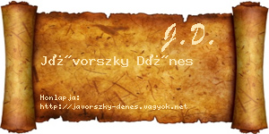 Jávorszky Dénes névjegykártya